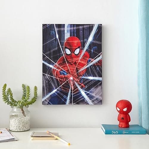 Idea Nuova Marvel Spiderman LED Canvas Wall Art,11.5" x 15.75" Light-Up Wall Décor for Kids, Battery Operated Room Decoration for Bedroom, Playroom, or Nursery thumbnail 3