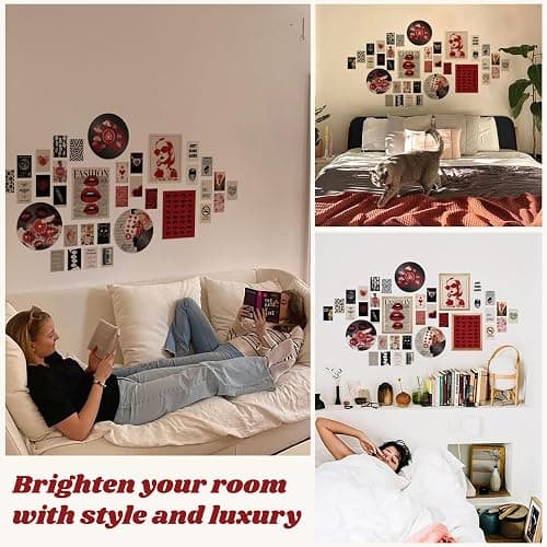 97 Decor Downtown Girl Room Decor Y2k Posters - Dark Red Downtown Girl Aesthetic Wall Decor, Y2k Room Decor 2000s Collage Kit, Trendy Wall Art Prints Dorm Decorations For Teen Girls Bedroom (Unframed) thumbnail 4