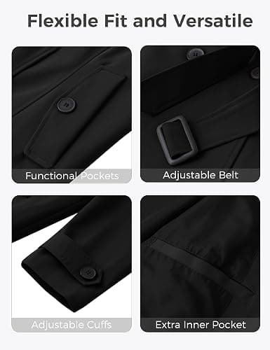 wantdo Women's Plus Size Trench Coat Double-Breasted Waterproof Lapel Overcoat Stylish Pea Coat with Detachable Hood thumbnail 6