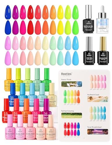 Beetles Neon Gel Polish Set, 20 Bright Colors 15ML Full Size | Candy Electric Collection, Neon Pink Green Blue Red Colors Gel Set with Base Top Coat UV LED Lamp Salon DIY Nails Gifts - Image 1