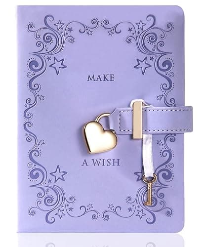 CAGIE Girls and Boys Diary with Lock and 2 Keys Heart-Shaped Locking Diary Journal for Women Purple Secret Locked Diary Notebook for Kids, 5.3 x 7 Inch, Gold Gilded Edges thumbnail 9