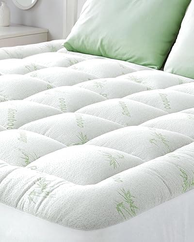 Ultra Soft Twin Size Mattress Topper - Viscose Made from Bamboo Pillow Top Mattress Pad for Back Pain Relief - Naturally Cooling for Hot Sleepers, Green - Image 1