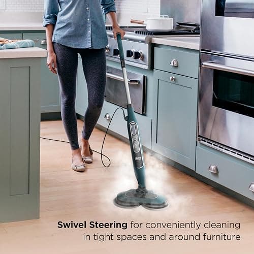 Shark Steam & Scrub All-in-One Scrubbing and Sanitizing Hard Floor Steam Mop, 2 Steam Modes, 2 Dirt Grip Soft Scrub Pads Included, XL Removable Water Tank, Swivel Steering, Teal, S8002BRN thumbnail 5