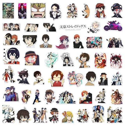 100PCS Classic Anime BSD Stickers Japanese Anime Decals Stickers Waterproof Vinyl Hydroflask Phone Skateboard Laptop Stickers, Aesthetic Sticker thumbnail 4