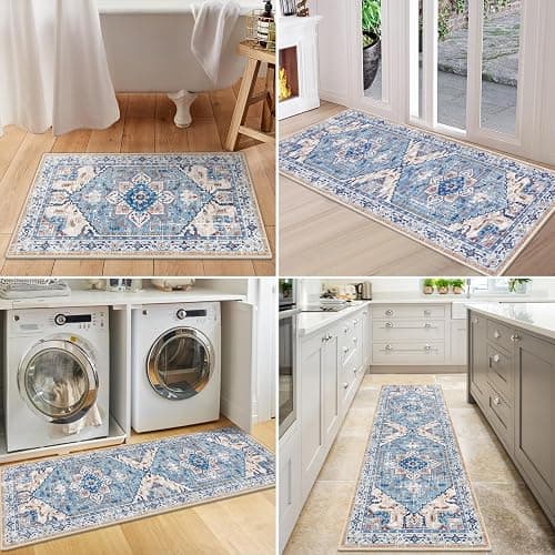 Yamaziot Boho Washable Kitchen Rugs Sets of 3, Non Slip Kitchen Mats for Floor with Rubber Backing, Waterproof & Stain Resistant Thick Carpet Runner Throw Rug for Kitchen, Laundry Room, Hallway thumbnail 6