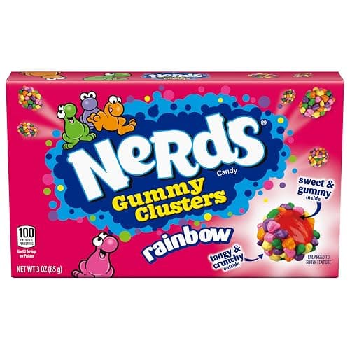 NERDS Gummy Clusters Rainbow Candy, Crunchy & Gummy, 3 oz | Crunchy outside gummy inside, concession box, lunchbox, on-the-go snack, movie night, multi-flavor mix thumbnail 10
