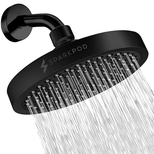 SparkPod Shower Head - High Pressure Rain - Premium Quality Luxury Design - Easy Clean Adjustable Replacement for Your Bathroom Shower Heads (Midnight Black Matte, 6 Inch Round) - Image 1