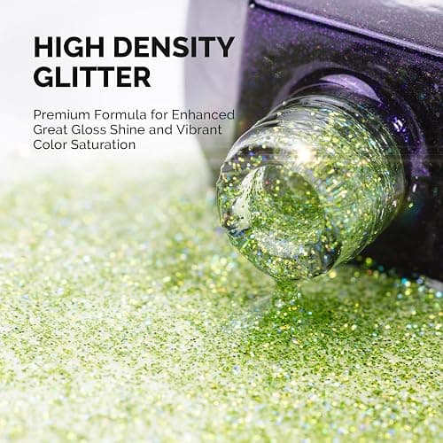 MelodySusie Galaliver Green Glitter Gel Nail Polish, 15ML Sparkly Bright Green Shimmer Gel Polish Soak Off UV LED Cured Long Lasting Gift for Women DIY Nail Design Nail Art Manicure X08 thumbnail 2