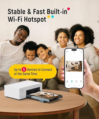 Liene 4x6'' Photo Printer, Phone Printer 100 Sheets, Full-Color Photo, Portable Instant Photo Printer for iPhone Android, Thermal Dye Sublimation, Wi-Fi Picture Printer 100 Papers & 3 Cartridges thumbnail 2