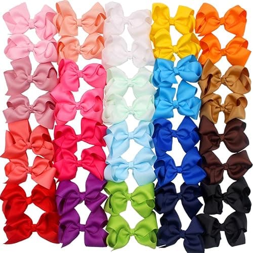 CÉLLOT 40PCS 4.5 Inch Hair Bows for Girls Toddler Hair Accessories in Pairs | Grosgrain Ribbon with Alligator Clips for Baby Girls Toddlers Kids | Back to School | Easy to Use Non-Slip - Image 1