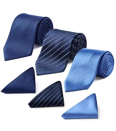HISDERN Mens Ties Set Collection Tie and Pocket Square Lot 3 Pcs Formal Business Neckties present Box Wedding Necktie thumbnail 2