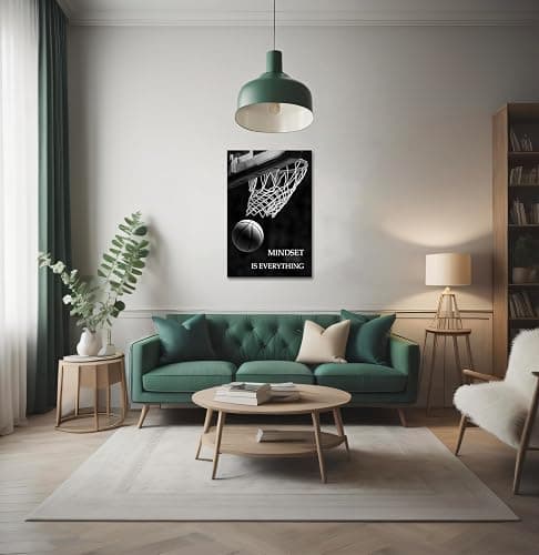 SKASNFAI Mindset is Everything Canvas Wall Art Basketball Poster Room Decor Inspirational Motivational Quotes Print Picture Framed for Boys Room Sports Themed Office Decor (12L x 16W) thumbnail 7