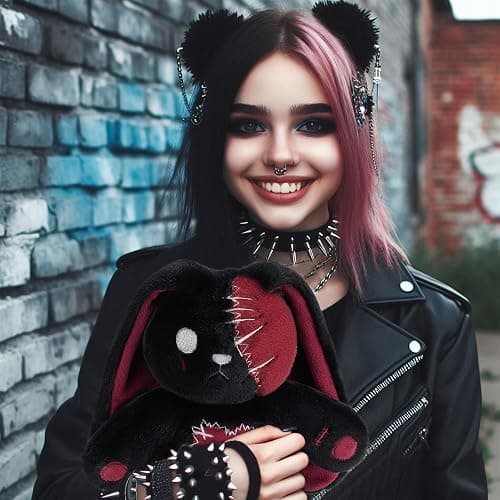 PHITECUS Scary Goth Bunny Plush-Creepy Emo Rabbit Stuffed Animal-Horror Plushie Animal thumbnail 2
