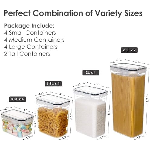 Vtopmart 14pcs Food Storage Containers Set, Kitchen & Pantry Organizers and Storage, Plastic Airtight Pantry Storage Container with Lids for Cereal, Flour and Sugar, Includes 24 Labels thumbnail 3