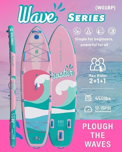 iTAOSTAR Billow 11'6"×36" Extra Wide Paddle Board with Seat, One-Stop Premium SUP Board Accessories, Tailored Fins, Stable Inflatable Stand Up Paddle Boards for Youth/Adults of All Skill Levels thumbnail 2