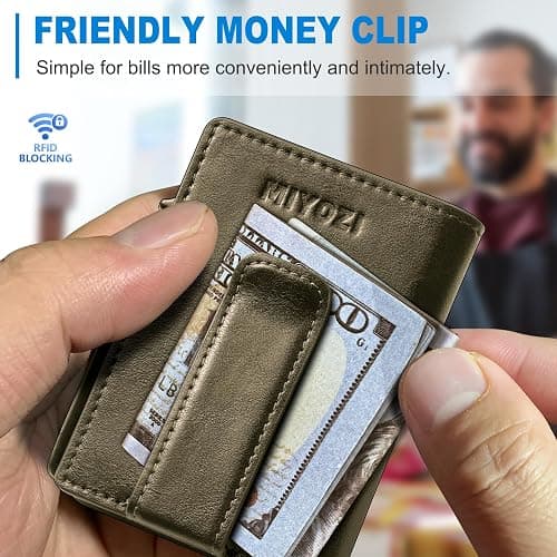 miyozi Men Wallet,with Money Clip Coins Pocket ID Window,Slim Front Pocket RFID Blocking Pop-up Card Holder 3.9"x 2.7", Gift Boxed thumbnail 6