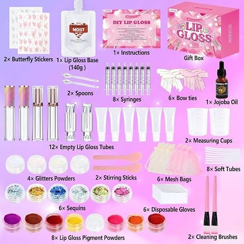 JCOOS Lip Gloss Making Kit, Lip Gloss Set for Teens Kids Tweens Girls Woman Lip Kit Fun DIY Lipgloss Making Kit, Make Your Own Lip Gloss Kit, Moisturizing Glitter Kids Gifts Stuff for Girls 10-12 thumbnail 2