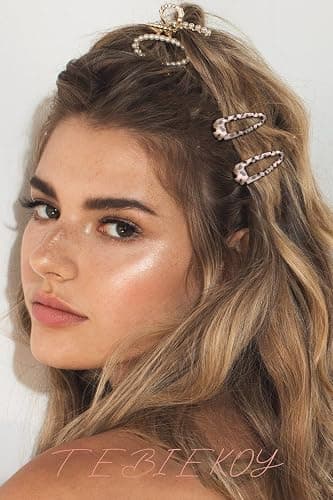 Metal Snap Hair Clips,8 Pairs Hair Barrettes for Women - Star & Water Drop Hair Barrettes, Non-Slip Y2K Accessories for Thin Thick Hair,Vanilla Dot thumbnail 6
