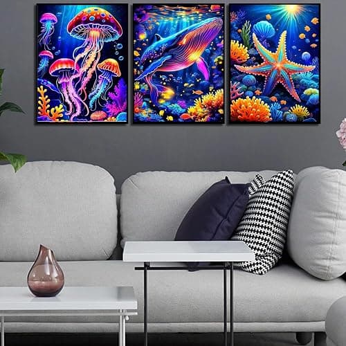 6 Pack Diamond Painting Kits for Adults, 5D DIY Diamond Art Kits for Beginners, Colorful Marine Animals Diamond Dots Kits Gem Arts Crafts for Living Room Bedroom Offices Home Wall Decor 12X16 Inch thumbnail 4