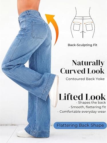 EMMIOL Women's 2026 Wide Leg Jeans Distress High Waist Stretchy Baggy Denim Pants Trousers Clothing thumbnail 5