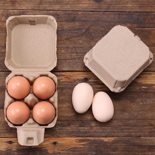 LayHyand 30 Pack Egg Cartons 4 Count, Cheap Bulk Pulp 4 Cell Containers Vintage Easter, 1/3 Dozen Sturdy Natural Kraft Paper Holder Box for Storage Fresh Chicken Huevo 2x2 thumbnail 2