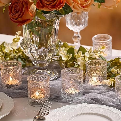 30 Pack Clear Glass Votive Candle Holders, Vintage Candle Holder Bulk, Tealight Candle Holders for Table Centerpieces, Home, Bridal Shower, Birthday, Christmas, Thanksgiving Party Table Decor thumbnail 5