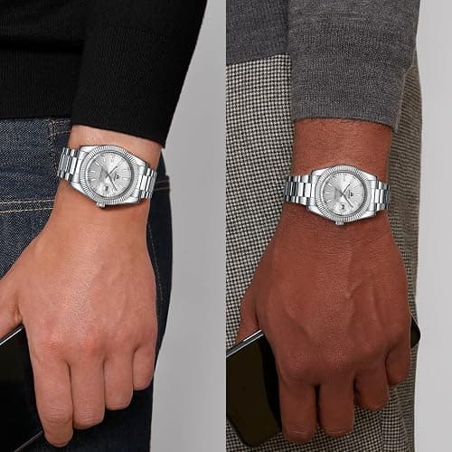 LN LENQIN Mens Watches Stainless Steel Watches Men Analog Quartz Watch 30M Waterproof Mens Wristwatches Business Designer Watch thumbnail 6