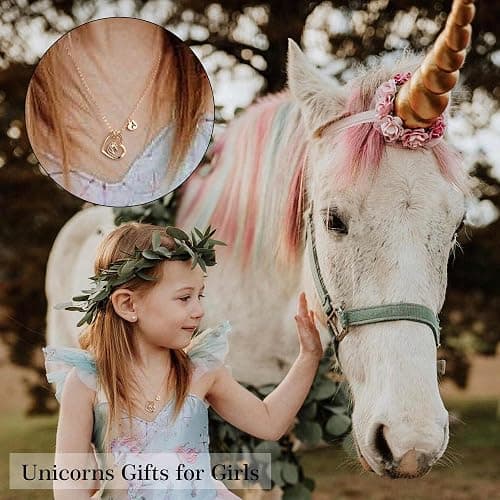 Hidepoo Stocking Stuffers for Teen Girls Kids - Colorful CZ Heart Pendant Initial Unicorn Necklaces for Girl Jewelry Birthday Gift Christmas Gifts for Grandkids Girls Kid thumbnail 4