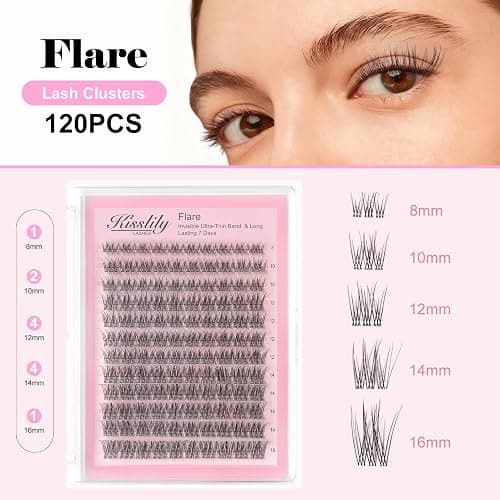Flare Lashes With Invisible Band Diy Natural Eyelash Beginner Friendly Individual Lashes Waterproof and Long lastingMakeup For Girl Cosmetic. thumbnail 2