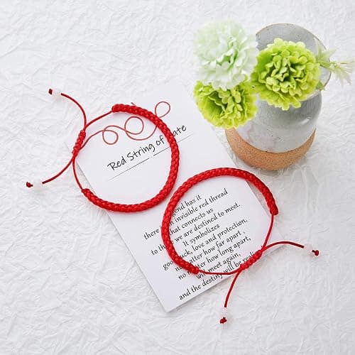 Desimtion Christmas Couples Bracelets Red String of Fate Matching Bracelets for Couples Gifts for Him and Her, Long Distance Relationship Gifts for Boyfriend and Girlfriend thumbnail 3