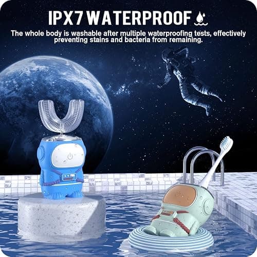 RexCodar Ultrasonic Kid's U-Shaped Electric Toothbrush, IPX7 Waterproof, Five Cleaning Modes, 60S Smart Reminder (Navy Blue, Ages 6-12) thumbnail 6