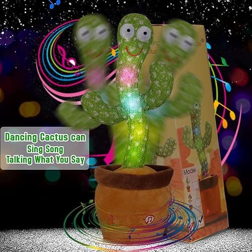 Emoin Talking Dancing Cactus Toy Mimicking Toy, Singing Cactus Mimicking Recording Repeating What You Say with LED English Songs for Toddlers Boys Girls, Interactive Baby Toys thumbnail 2