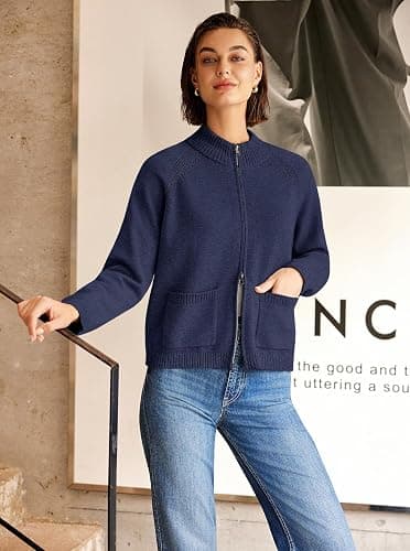 Yanekop Womens Zip Up Sweaters Long Sleeve Chunky Knit Cardigan Sweater Jackets Fall Outerwear Coats with Pockets 2025 thumbnail 4