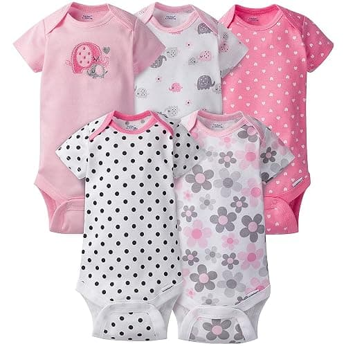 Gerber baby-girls 5-pack Short Sleeve Variety Onesies Bodysuits - Image 1