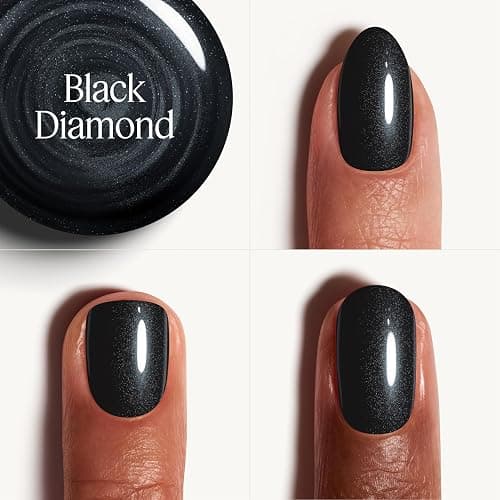 essie gel couture, Long-Lasting Nail Polish, Liquid Diamonds, Green & Blue Pearl Black Nail Polish, Black Diamond, 0.46 fl oz thumbnail 4