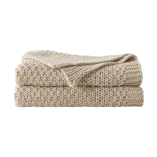 WDCOZY Chunky Cable Knit Throw Blanket Super Soft Warm Knitted Throw Blanket for Couch, Sofa, Chair, Bed Lightweight Breathable Cozy Comfortable Home Decorative Camel Tan Beige 50x60 Inches thumbnail 9