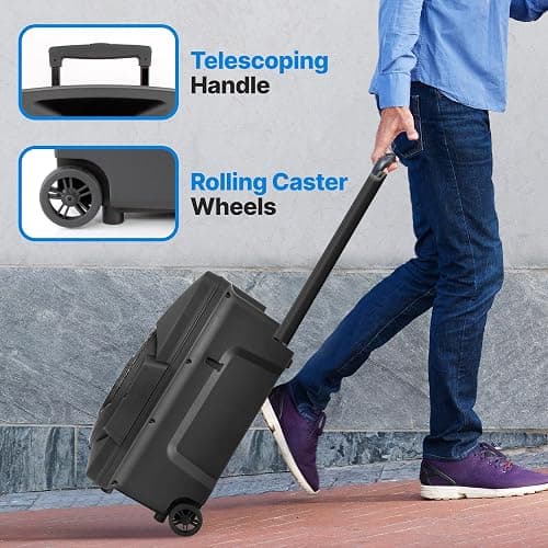 Wireless Portable PA Speaker System -1200W High Powered Bluetooth Compatible Indoor and Outdoor DJ Sound Stereo Loudspeaker w/USB SD MP3 AUX 3.5mm Input, Flashing Party Light & FM Radio -PPHP1544B thumbnail 3