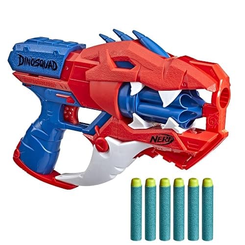 Nerf DinoSquad Raptor-Slash Dart Blaster, 6-Dart Rotating Drum, Slam Fire Action, 6 Official Elite Darts, Velociraptor Dinosaur Design - Image 1