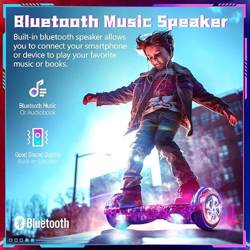 SISIGAD Hoverboard for Kids Ages 6-12, with Built-in Bluetooth Speaker and 6.5" Colorful Lights Wheels, Safety Certified Self Balancing Scooter Gift for Kids - K02-Starry Purple thumbnail 7