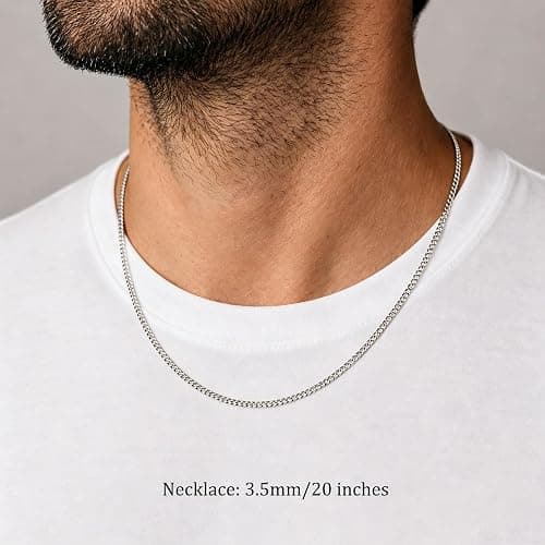 OLARCU 3.5mm/5mm Silver Stainless Steel Cuban Link Chain Necklace Jewelry for Men, 18-26 Inches thumbnail 2