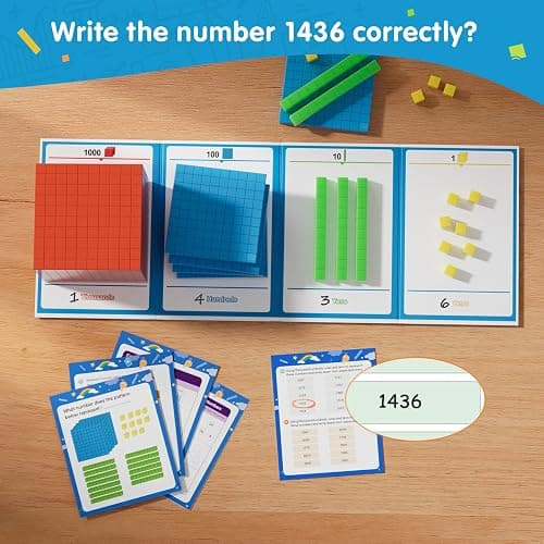 TOMMYHOME Base Ten Blocks with Place Value Chart - Math Manipulatives for Kids.Counting Blocks for Math to Help Educate Kindergarten Teachers. thumbnail 3