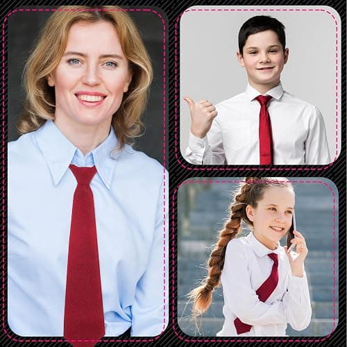 MBAIYO Wine Red Tie for Women, 13" Pre-tied Adjustable Women's Ties Skinny Necktie for Women Uniforms Gradation Business Wedding Cosplay Necktie thumbnail 4