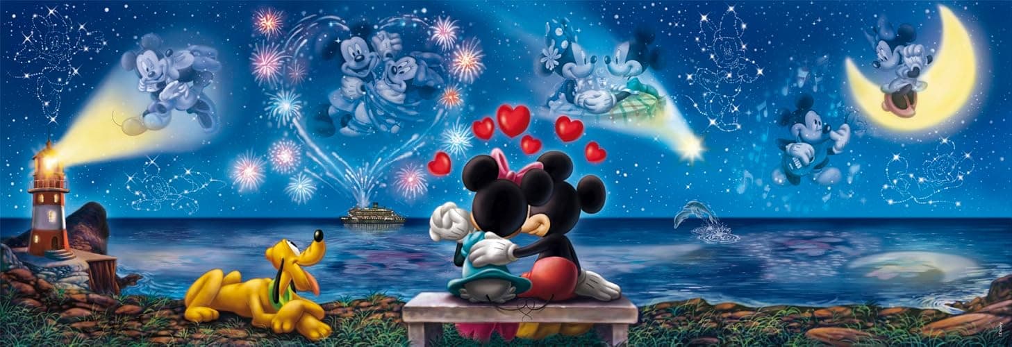 Clementoni - Puzzle 1000 Pezzi per Adulti e Ragazzi, Collection Panorama Tema Disney Mickey & Minnie, con Poster Incluso, Compact Box, Idea Regalo Made in Italy, 98x33 cm, 39503 thumbnail 4