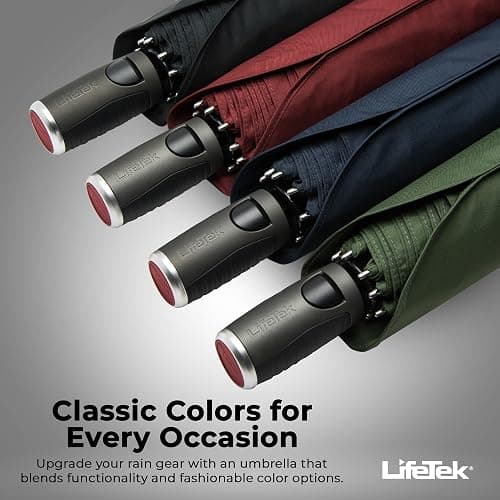 LifeTek Premium Travel Umbrella - Windproof & Compact for Men & Women, Automatic Open Close, Fits in Purse Laptop Bag or Backpack, Strong Frame for Heavy Rain & Sun UV Protection thumbnail 4
