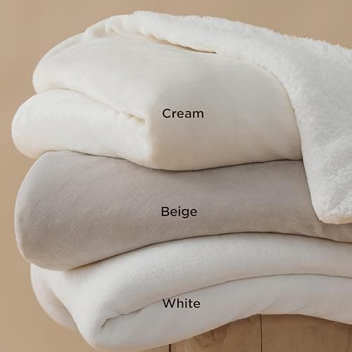 Bedsure GentleSoft Sherpa Fleece Twin Size Blanket for Couch, Non-Heated, Thick and Warm Throw for Women and Men, Soft Fuzzy Plush Twin Blanket for Spring, Cream, 60x80 Inches thumbnail 6