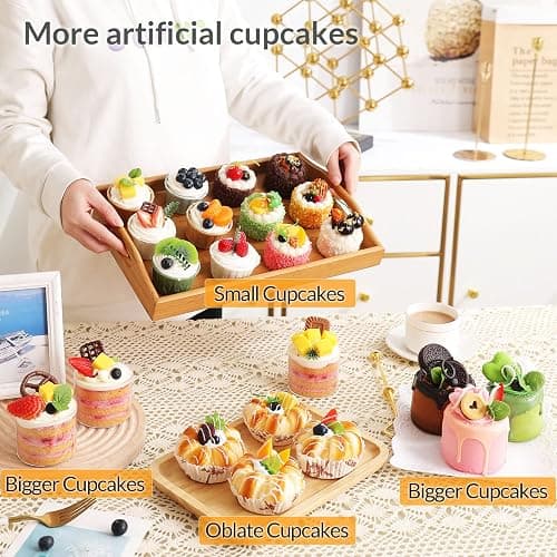 Joeabor 6 Pack Fake Cupcakes, Artificial Cupcakes for Display, Faux Cake Décor, Realistic Fake Artificial Food for Display, Fake Desserts Pastries for Decoration thumbnail 9