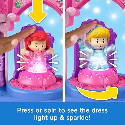 Fisher-Price Little People Disney Princess Shimmer & Glow Dress Shop | Playset with Lights & Sounds, Pretend Play with Cinderella and Ariel Figures, Toddlers & Kids Ages 18+ Months thumbnail 3