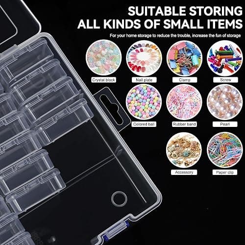 DILIBRA Bead Organizer Box, 46Pcs Small Bead Organizers and Storage Plastic Cases, Mini Clear Storage Containers Boxes with Hinged Lid for Diamond Painting Accessories Seed Jewelry Crafts thumbnail 6