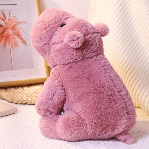 Leahaoe Weighted Stuffed Animals 23.6" 4.5lbs, Soft Pink Hippo Stuffed Animal, Medium Cuddly Weighted Hippo Plush for Comfort thumbnail 7