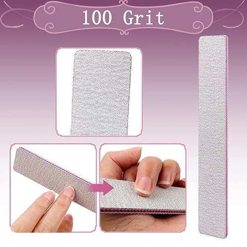 HeeYaa Nail File 12 PCS Professional Reusable 100/180 Grit Double Sides Washable Nail File Manicure Tools for Poly Nail Extension Gel and Acrylic Nails Tools Suit for Home Salon thumbnail 2
